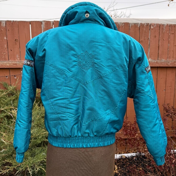 Must Have Retro Vintage 80s Teal Ski/Snow Jacket - Picture 3 of 16